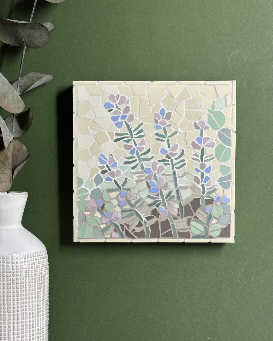 Mosaic Floral Art - Lavender Mosaic Wall Plaque 