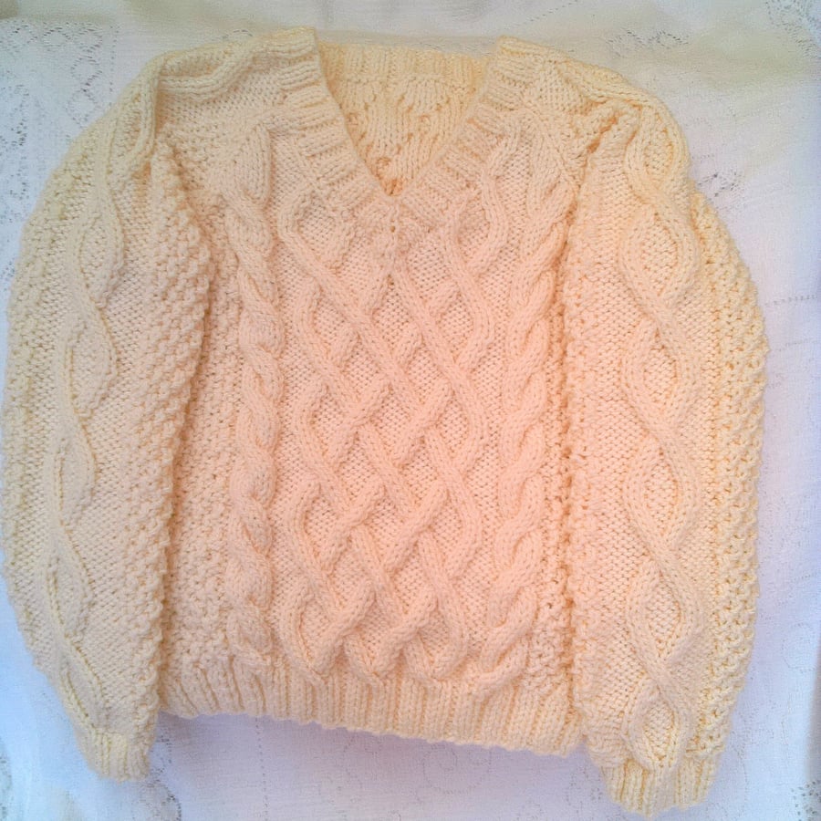 Lattice Cable Aran Jumper for a Boy or Girl, Child's Knitted Jumper, Custom Make
