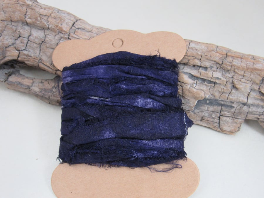 4m Logwood Purple Hand Dyed Natural Dye Sari Silk Ribbon
