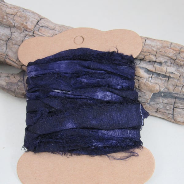 4m Logwood Purple Hand Dyed Natural Dye Sari Silk Ribbon