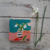 Miniature snowdrop painting on reclaimed wood