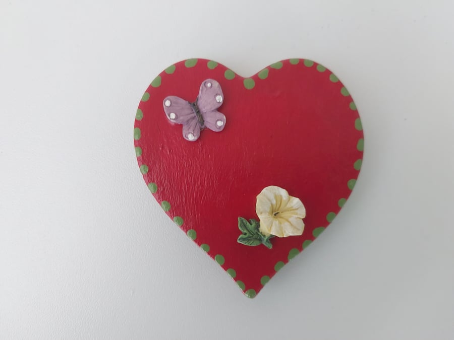Red Heart Purple Butterfly Yellow Flower Fridge Magnet Valentines Day Gift 