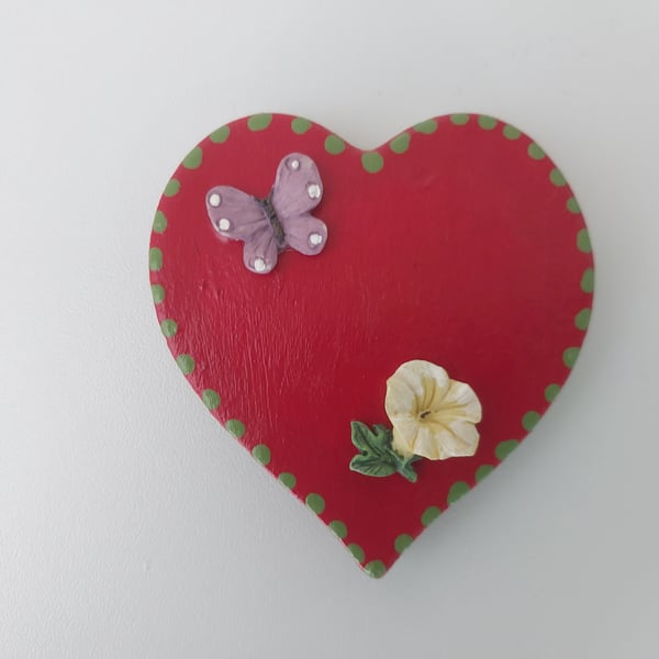 Red Heart Purple Butterfly Yellow Flower Fridge Magnet Valentines Day Gift 