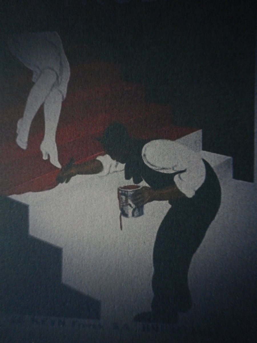  Red Staircase A4 unframed ,mounted, free hook & easel,free shipping 6787