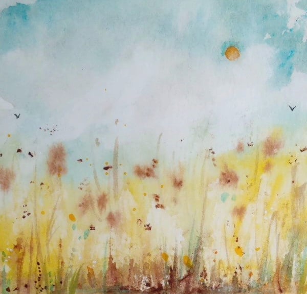 ,SUMMER DAYS, original, watercolour wildflower landscape 