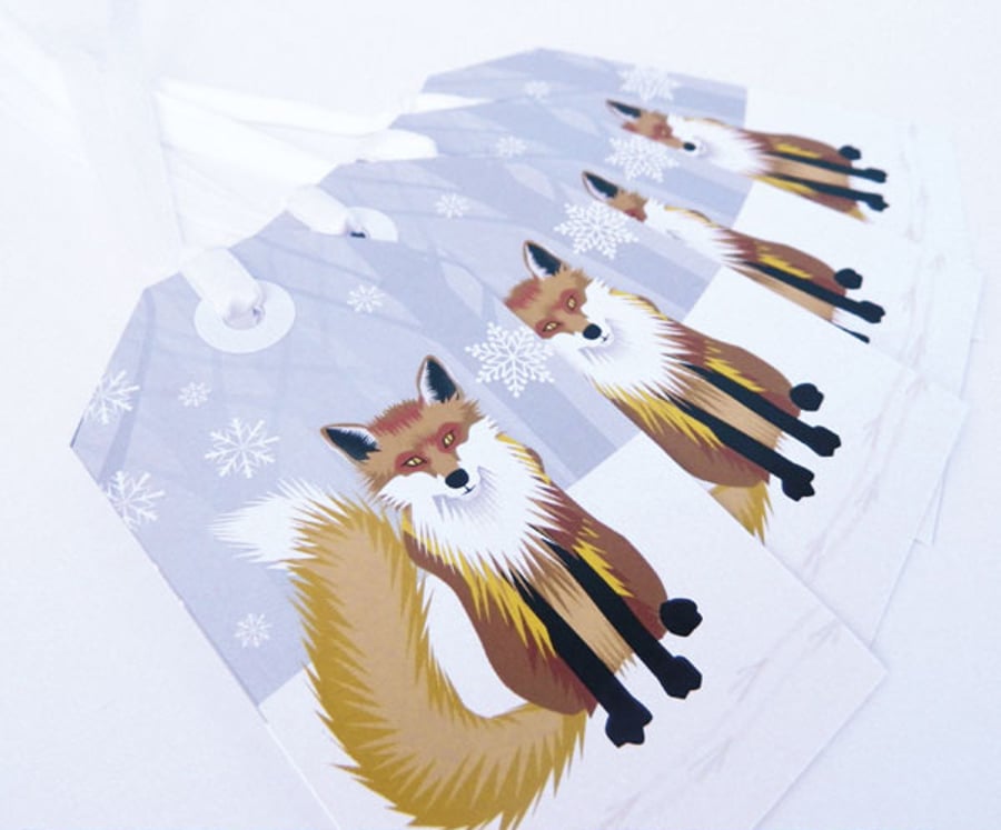 Winter Fox Christmas Gift Tags