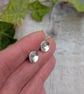 Sterling Silver Honeycomb Curved Disc Stud Earrings - JBJ3045 - Image 5