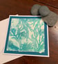 Original gelli printed seaweed greetings card