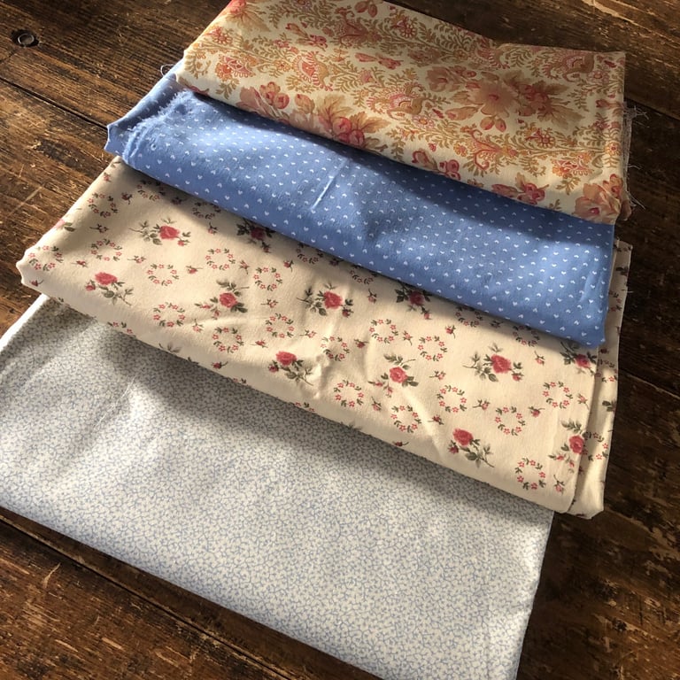 4 x Quilting Fabrics -  Floral, Hearts, Cottons & Polycotton