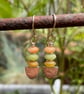 9ct gold earrings with matte spring coloured beads - Image 4