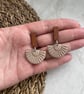 Boho Statement Jewellery - Taupe Fan-Shaped Polymer Clay Earrings  - Image 3