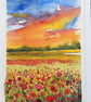 Poppy Field. Blank Card. Original Painting. Watercolour 260142 - Image 4
