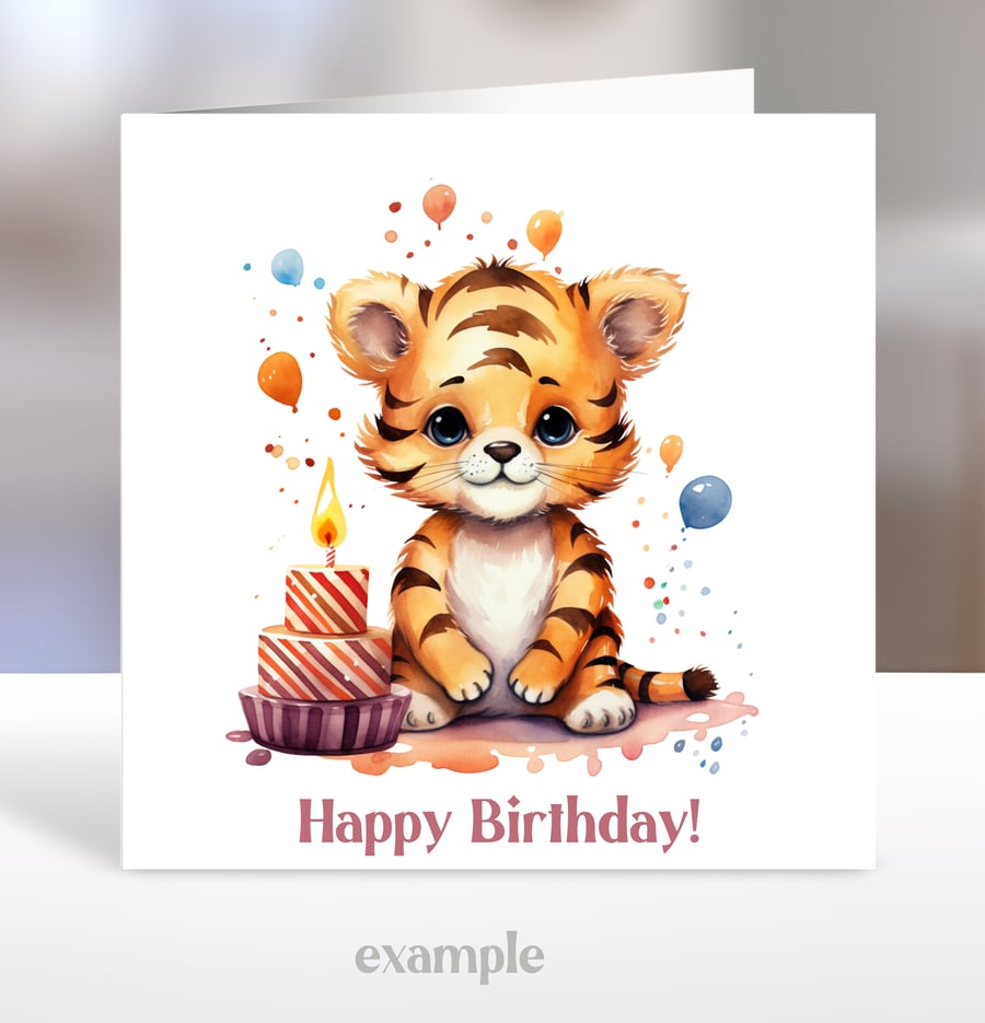 Personalised Cute Tiger Children's Birthday Card 