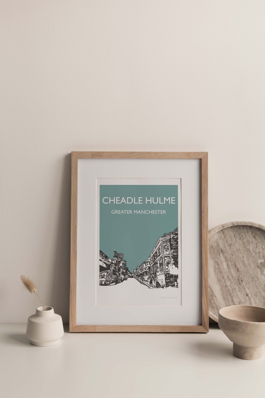 Cheadle Hulme TEAL, Greater Manchester Giclee Travel Print