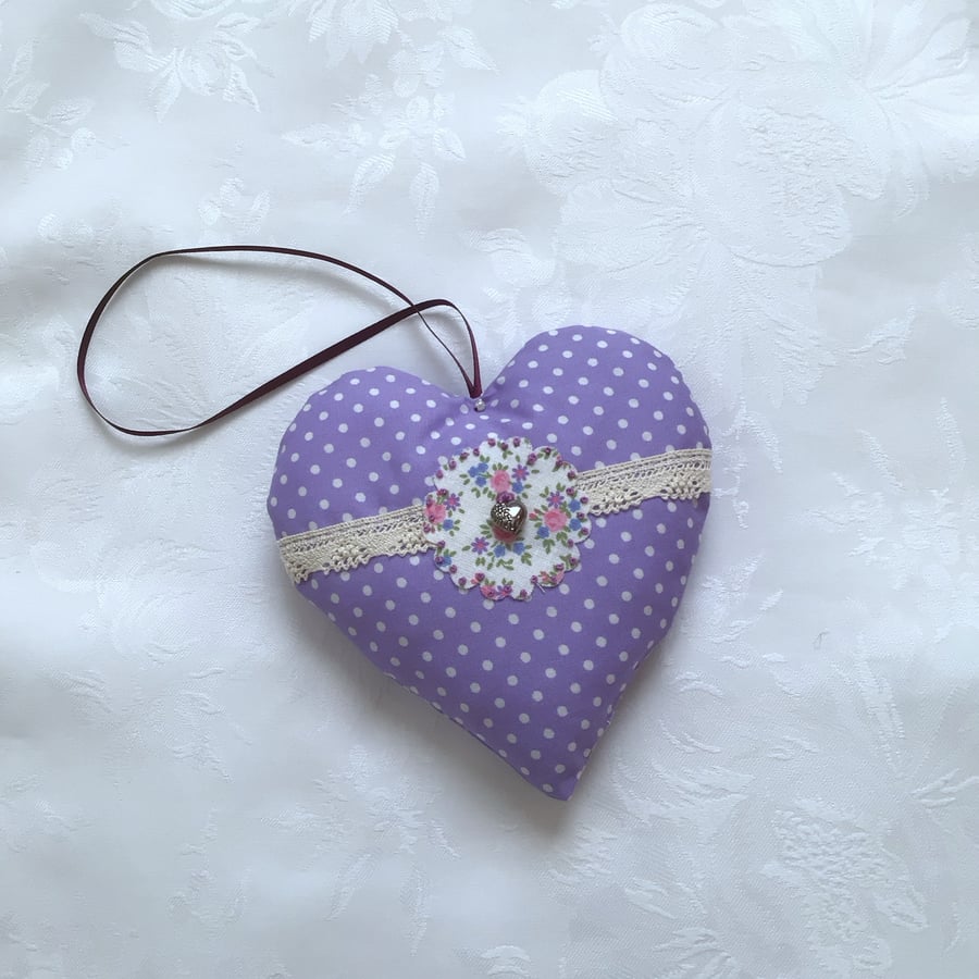 Purple, hanging heart decoration, Mother’s Day, birthday, thank you gift, fabric