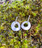 Little frosted silver hag stone stud earrings - Image 3