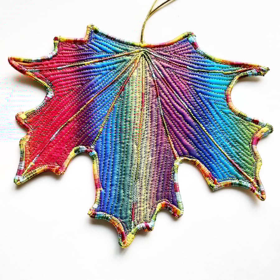 Leaf Hanging Decoration Free Machine Embroidery Home Decor 