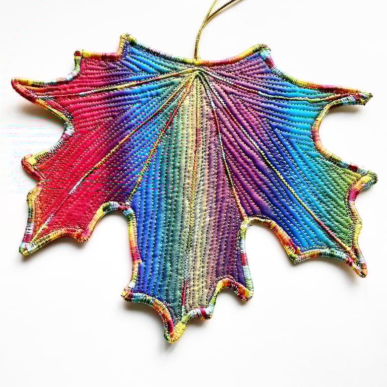 Leaf Hanging Decoration Free Machine Embroidery Home Decor 