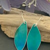 Printed Aluminium and sterling silver earrings -Green and blue