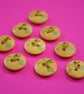 15mm Wooden Floral Buttons Natural Wood 10pk Flowers Blue Vase (SNF1) - Image 1