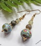 Polymer Clay Beads, Jade & Prehnite Earrings