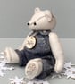 Winter Dressed collectable teddy bear, cute OOAK artist bears, felt bear 