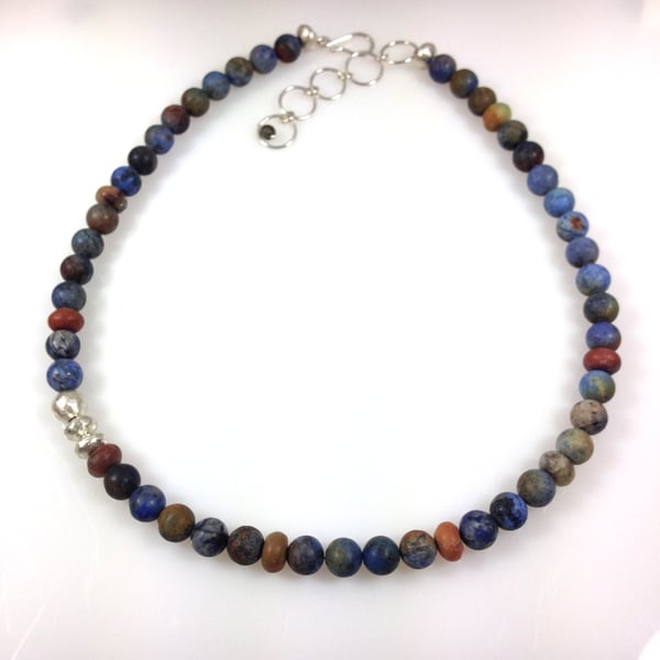 Silver and sunset dumortierite necklace - Folksy