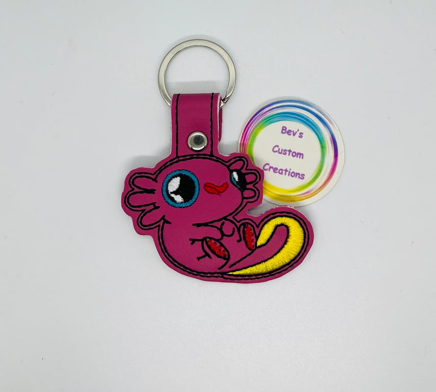Embroidered Axolotl Keyring