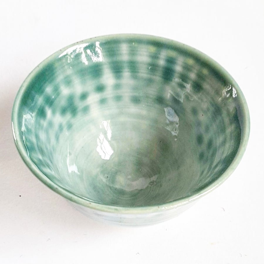 Miniature Green Ceramic Bowl