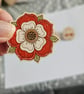 Tudor Rose Wooden Pin Badge - Historic England Inspired Floral Brooch - Handmade
