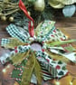 Fabric Mini wreath, green gold ribbon eco friendly christmas home decoration - Image 2