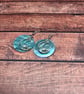 Moon and Star Earrings – Iridescent Turquoise Shell with Silver Accents