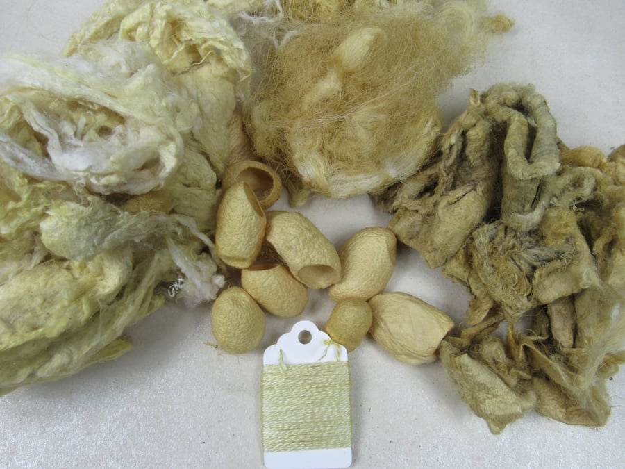 Natural Dye Weld Yellow Mixed Silk Fibre Texture Craft Pack