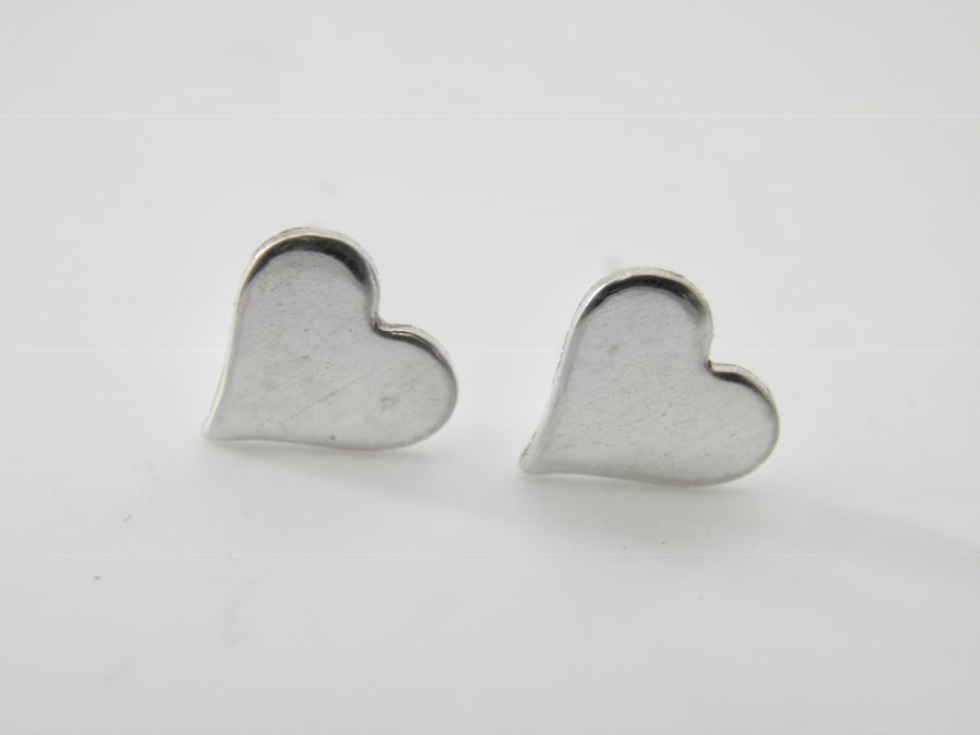 Small Sterling Silver Heart Post Earrings
