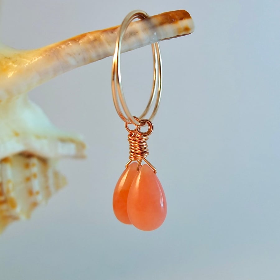 Pink Opal Hoop Earrings, October Birthday, Anniversary, Gifts For Her, Libra 