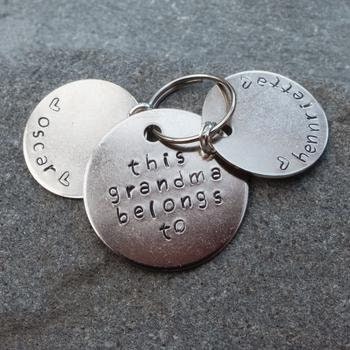 This Grandma Belongs to - Handmade Keyring Personalised Dog Tags, Pet Gifts, Per