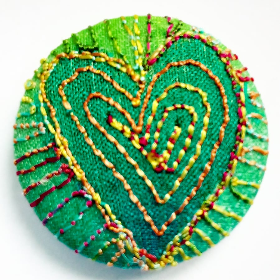 Buttons 1 inch button Hand Dyed Silks and Cottons Free Machine Embroidery Button