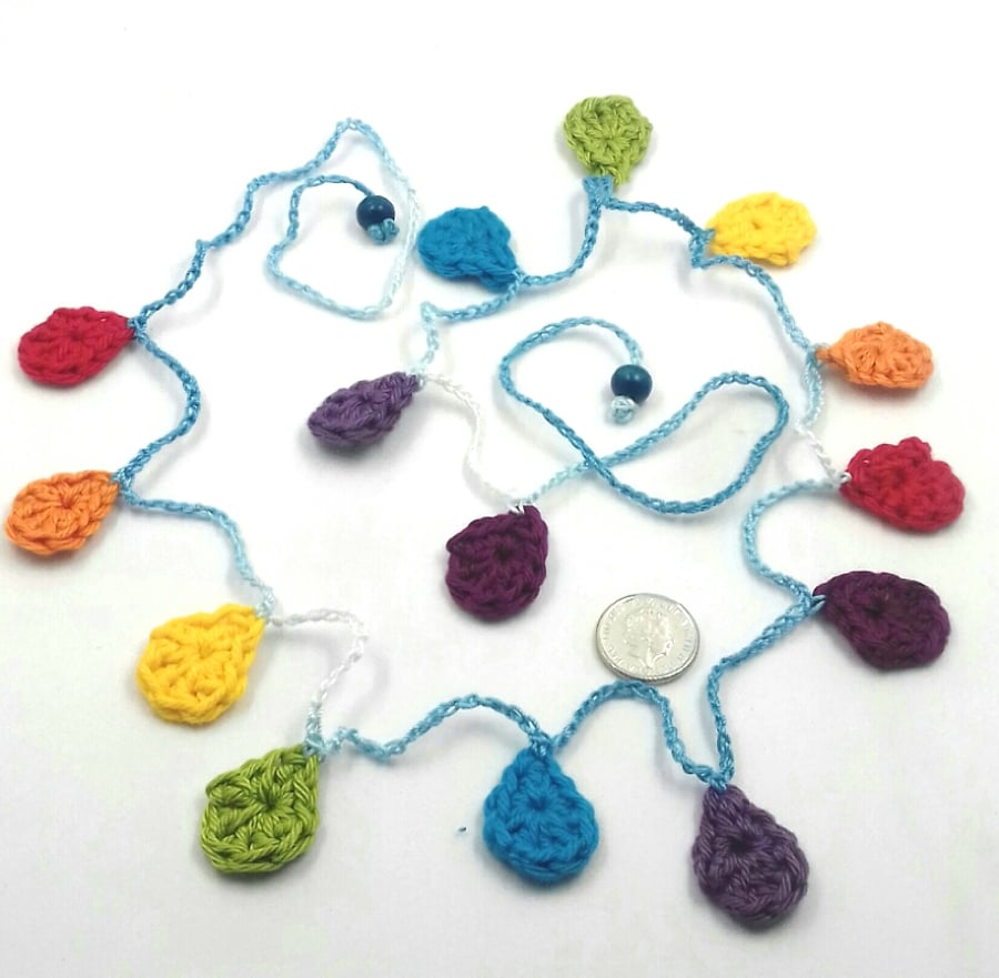 Tiny Crochet Rainbow Droplets Garland 
