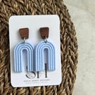 Boho Statement Jewellery - Textured Pastel Blue Rainbow Arch Earrings 