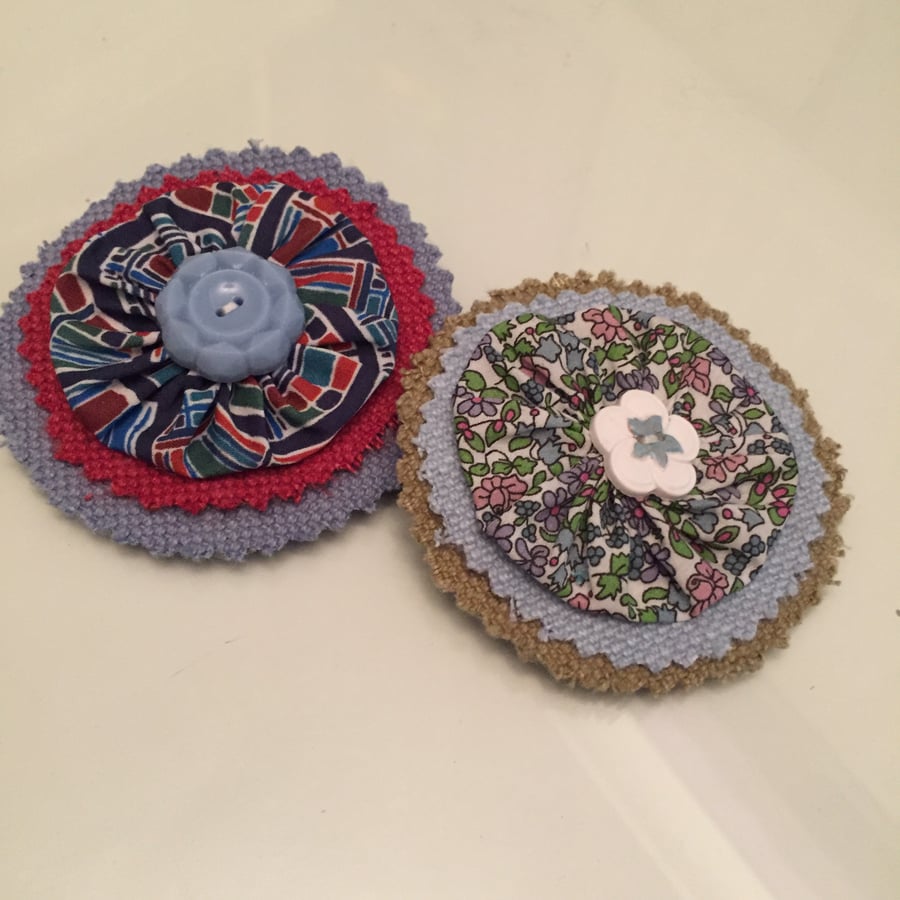 2 Liberty Print Brooches