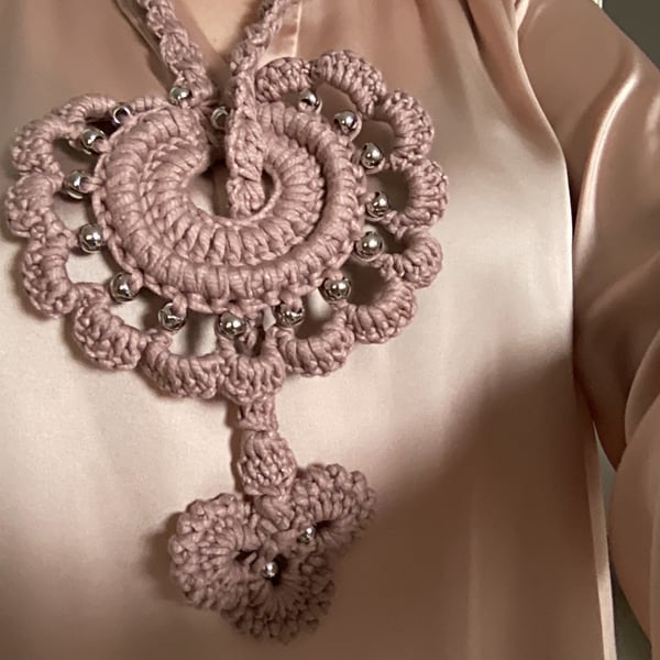 Boho style Large crochet necklace 