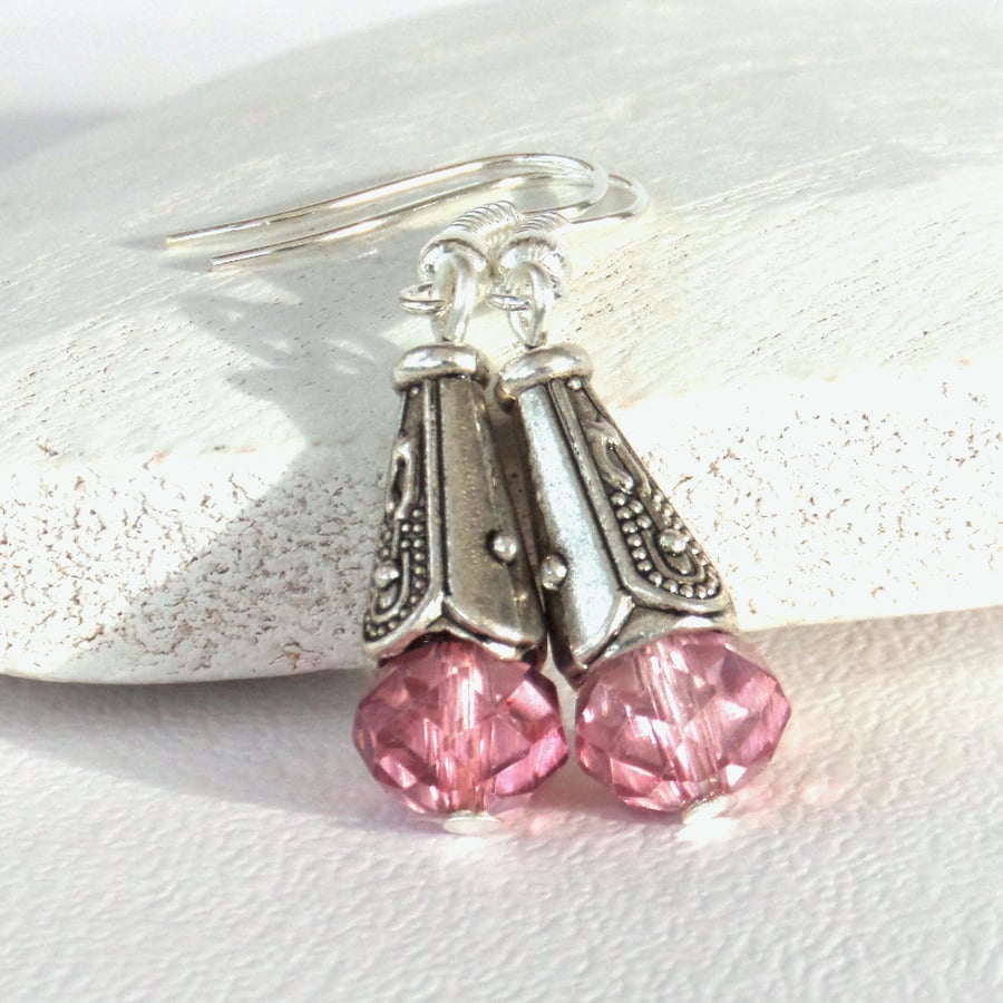 Pink crystal earrings