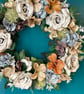 Autumn Floral Door Wreath, Vintage Neutral Faux Flower Door Hanger, 40 cm - Image 4