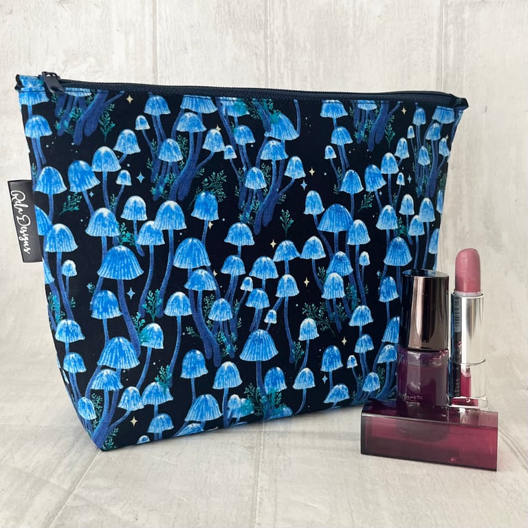 Makeup bags blue mushrooms 