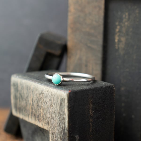 Turquoise Sterling Silver Stacking Ring 