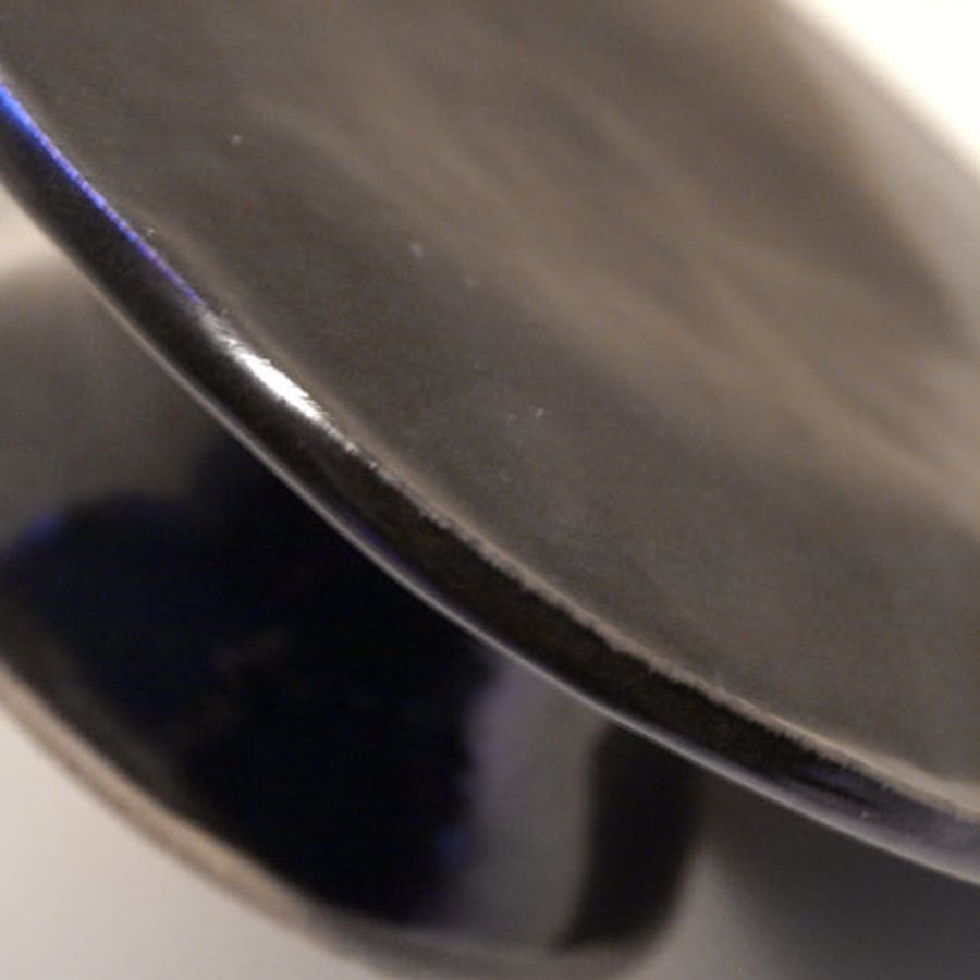 Ceramic cake stand in black - handmade stoneware stand for your kitchen