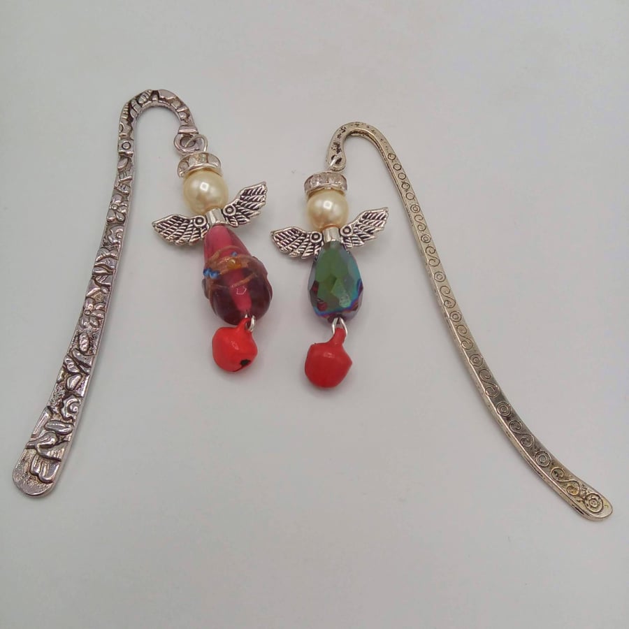 Guardian Angel Beaded Bookmark with a Bell, Teacher's Gift, Bookmark