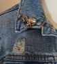 Custom XS Zara Recycled Denim Jacket: Obsidian Crochet Sleeves  - Image 8