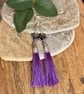 Long deep purple Czech glass tassel earrings - Image 5