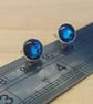 Round Blue Abalone stud earrings. 925 sterling silver 8mm round Post earrings - Image 5